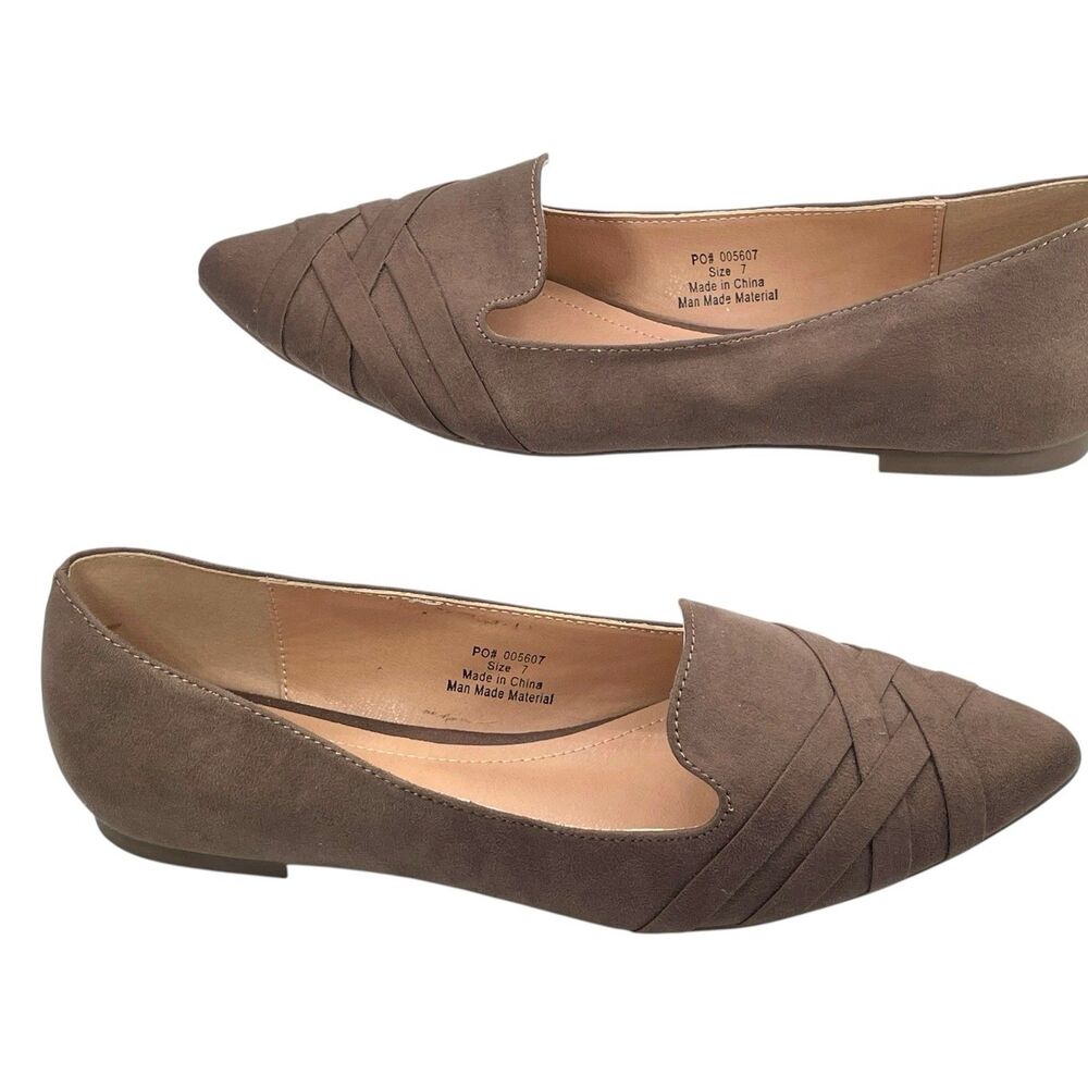 Women’s Brown Pointed Toe Woven Detail Flats Size 7